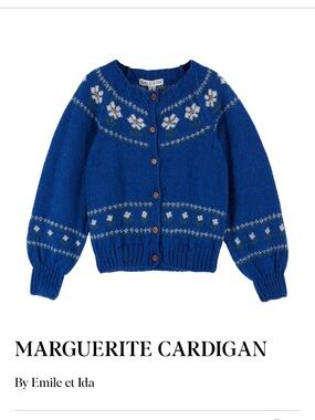 Emile et Ida Royal Blue Floral Knit Cardigan